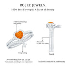 Heart Shape Fire Opal Ring Set with Moissanite AAA - Rosec Jewels