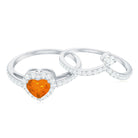 Heart Shape Fire Opal Ring Set with Moissanite AAA - Rosec Jewels