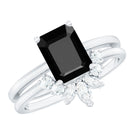 Rosec Jewels-Lab Created Black Diamond Solitaire Wedding Ring Set with Diamond