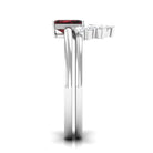 Genuine Garnet Diamond Emerald Cut Engagement Ring with Wedding Band AAA - Rosec Jewels