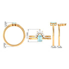 Natural Emerald Cut Aquamarine Engagement Ring with Diamond Wedding Band AAA - Rosec Jewels