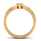 Natural Emerald Cut Aquamarine Engagement Ring with Diamond Wedding Band AAA - Rosec Jewels