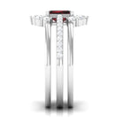 Natural Emerald Cut Garnet Diamond Trio Wedding Ring Set AAA - Rosec Jewels