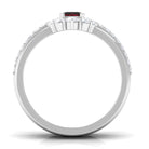 Natural Emerald Cut Garnet Diamond Trio Wedding Ring Set AAA - Rosec Jewels