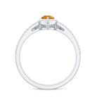 Natural Citrine Teardrop Engagement Ring with Wedding Band AAA - Rosec Jewels