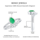 Natural Emerald Diamond Pear Shaped Engagement Wedding Ring Set of 2 AAA - Rosec Jewels