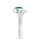 Natural Emerald Diamond Pear Shaped Engagement Wedding Ring Set of 2 AAA - Rosec Jewels