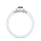 Natural 5X7mm Pear Shape Garnet Diamond Wedding Engagement Ring Set AAA - Rosec Jewels