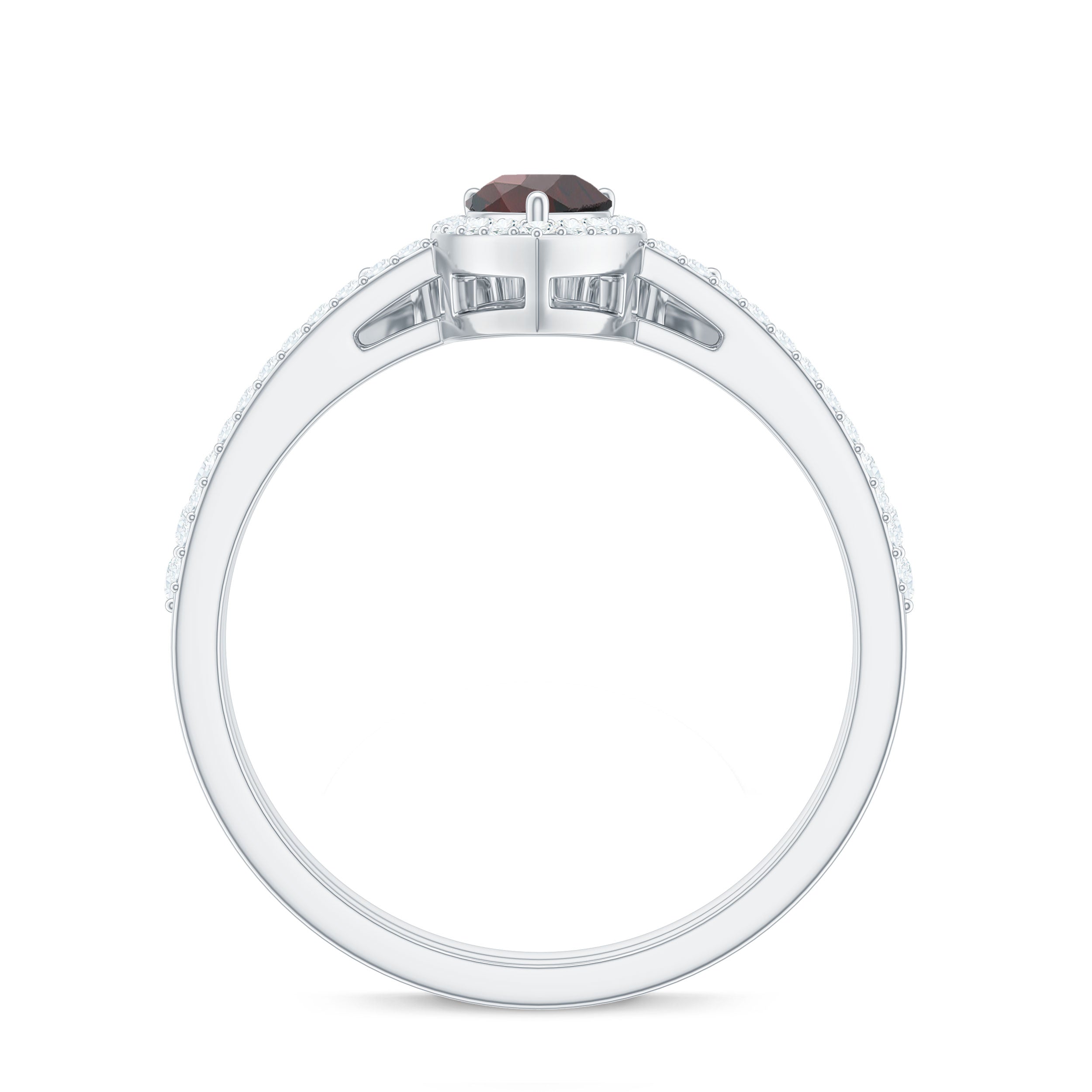 Natural 5X7mm Pear Shape Garnet Diamond Wedding Engagement Ring Set AAA - Rosec Jewels