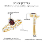 Natural 5X7mm Pear Shape Garnet Diamond Wedding Engagement Ring Set AAA - Rosec Jewels