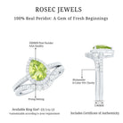Real 1 Carat Peridot Pear Shaped Engagement Ring with Curved Enhancer AAA - Rosec Jewels