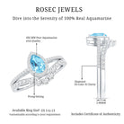 Genuine Aquamarine Teardrop Bridal Ring Set with Diamond Halo AAA - Rosec Jewels
