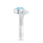 Genuine Aquamarine Teardrop Bridal Ring Set with Diamond Halo AAA - Rosec Jewels