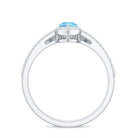 Genuine Aquamarine Teardrop Bridal Ring Set with Diamond Halo AAA - Rosec Jewels