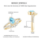 Genuine Aquamarine Teardrop Bridal Ring Set with Diamond Halo AAA - Rosec Jewels