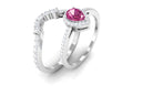 Pink tourmaline Designer Teardrop Ring Set with Moissanite Halo AAA - Rosec Jewels