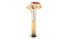 Pink tourmaline Designer Teardrop Ring Set with Moissanite Halo AAA - Rosec Jewels