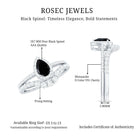 Natural Black Spinel Pear Shaped Engagement Ring with Moissanite Enhancer AAA - Rosec Jewels