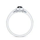 Natural Black Spinel Pear Shaped Engagement Ring with Moissanite Enhancer AAA - Rosec Jewels