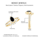 Natural Black Spinel Pear Shaped Engagement Ring with Moissanite Enhancer AAA - Rosec Jewels