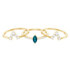 Marquise London Blue Topaz Bridal Ring Set with 2 Diamond Ring Guards AAA - Rosec Jewels