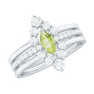 Marquise Cut Peridot Solitaire Trio Ring Set with Moissanite AAA - Rosec Jewels