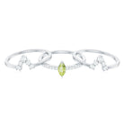 Marquise Cut Peridot Solitaire Trio Ring Set with Moissanite AAA - Rosec Jewels