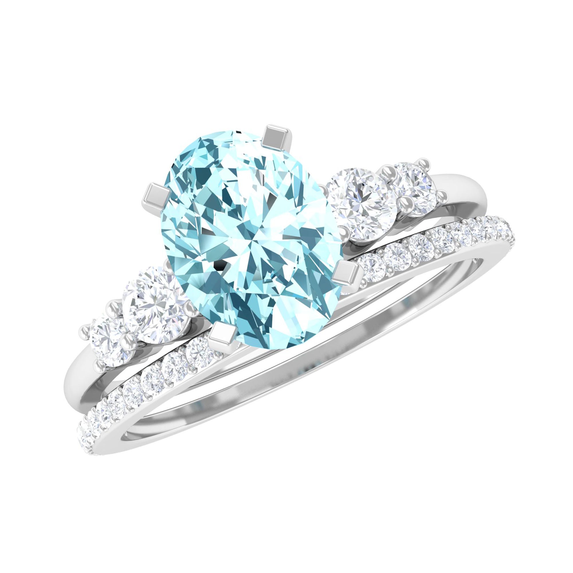Diamond ring with aquamarine accents hotsell