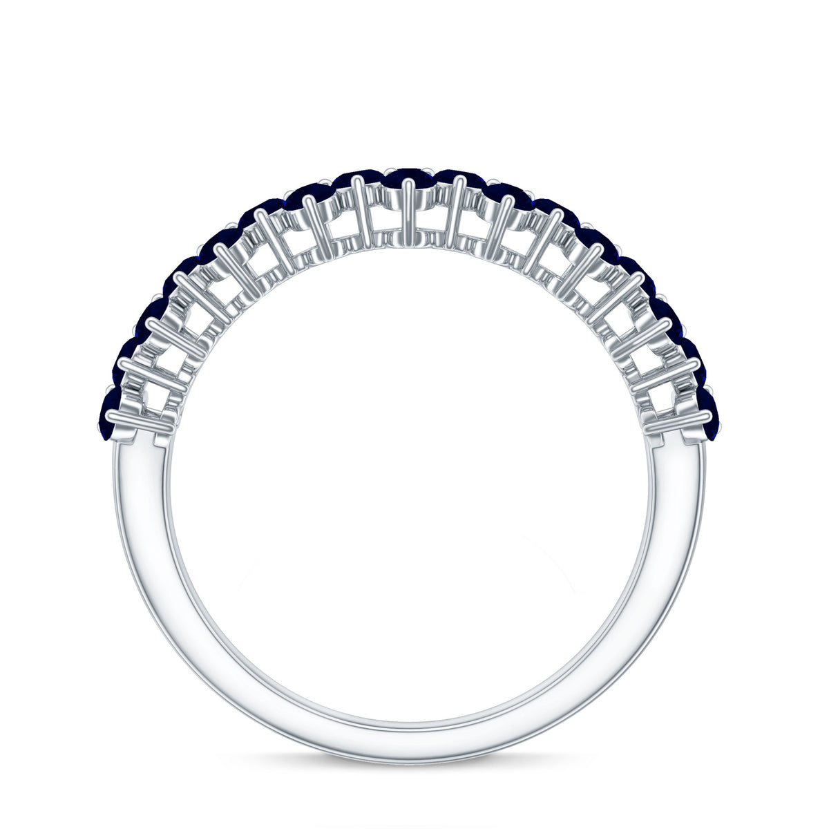 Natural Blue Sapphire Half Eternity Anniversary Ring AAA - Rosec Jewels