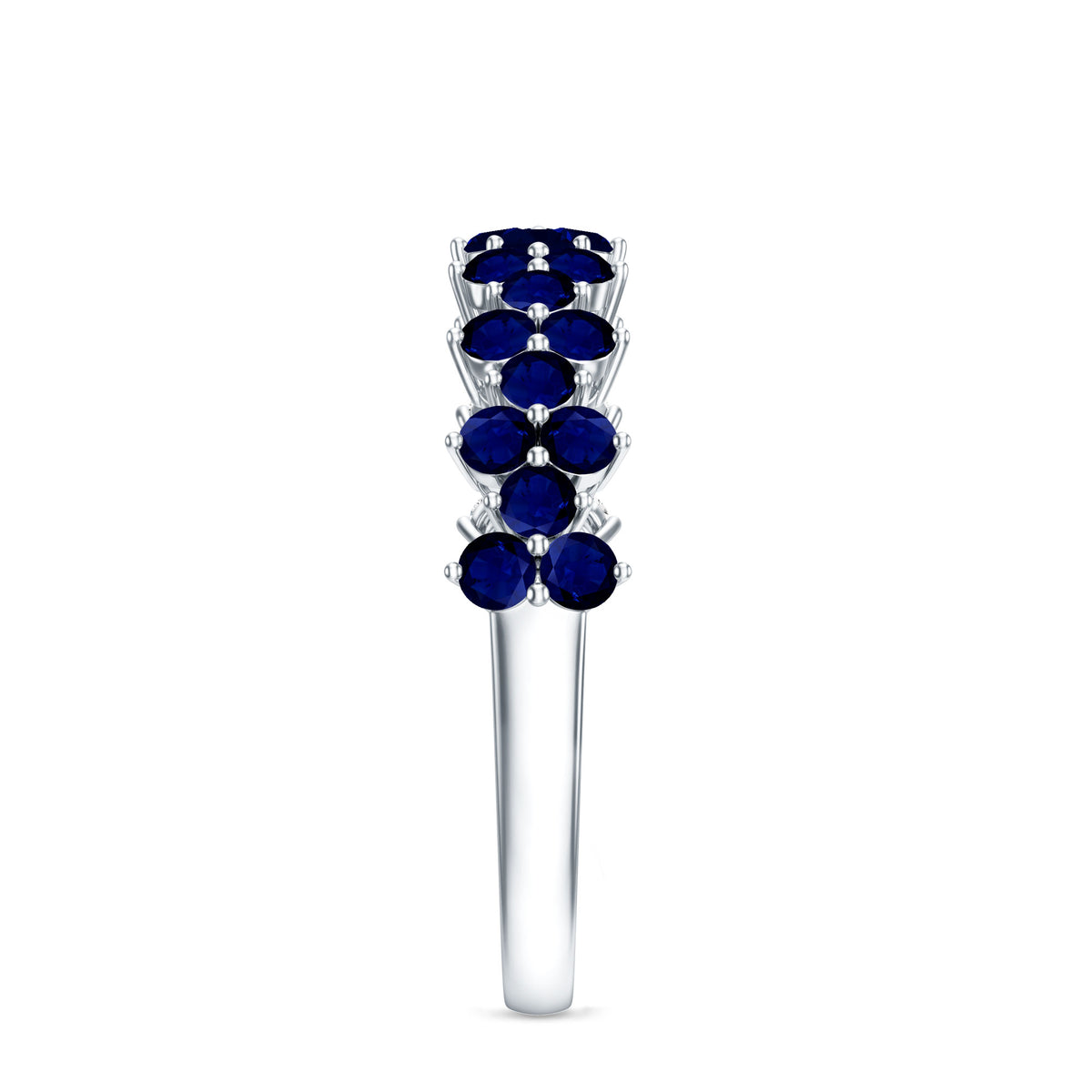 Natural Blue Sapphire Half Eternity Anniversary Ring AAA - Rosec Jewels