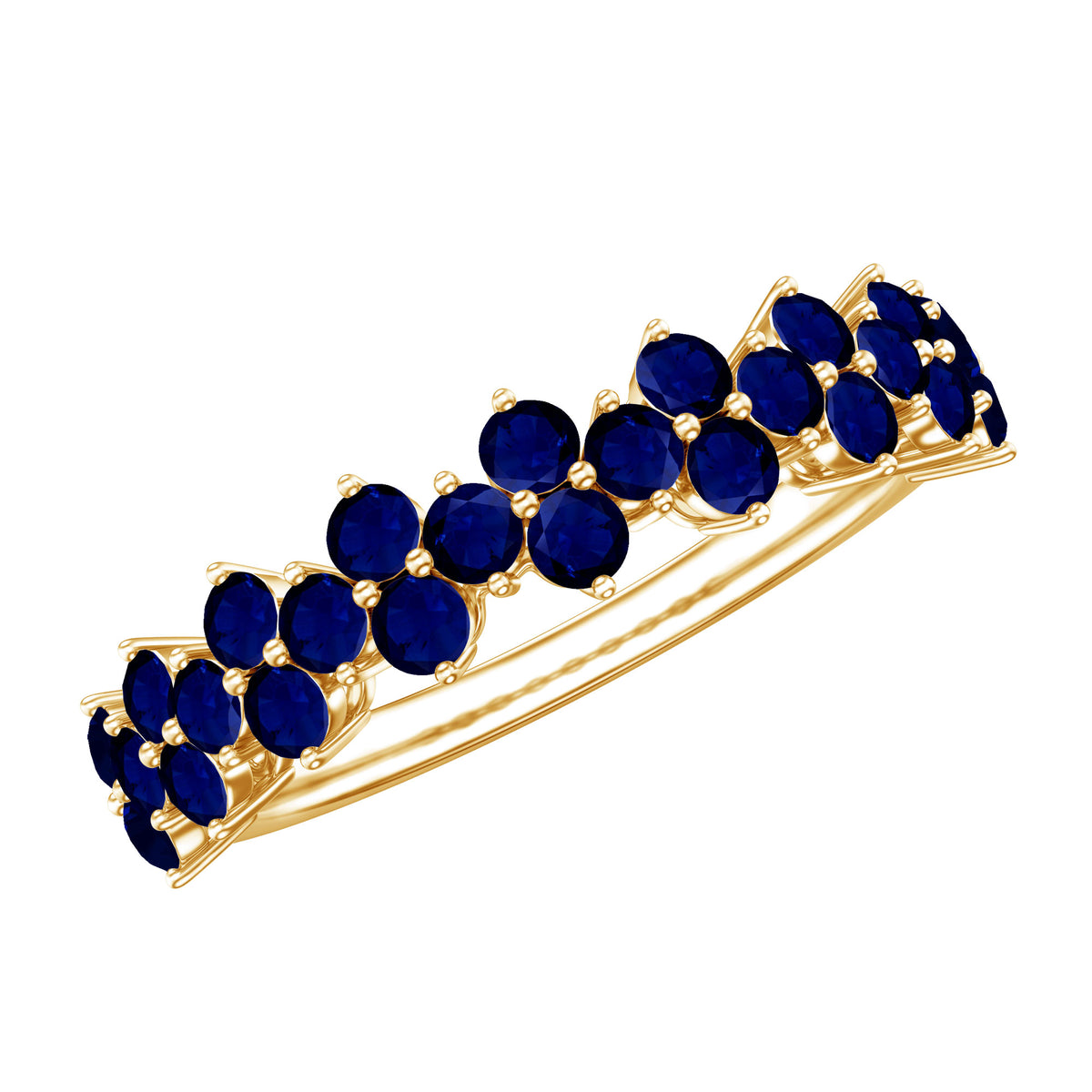 Natural Blue Sapphire Half Eternity Anniversary Ring AAA - Rosec Jewels