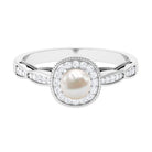 2.25 CT Freshwater Pearl and Diamond Engagement Ring AAA - Rosec Jewels