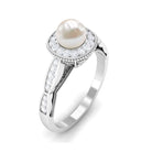 2.25 CT Freshwater Pearl and Diamond Engagement Ring AAA - Rosec Jewels