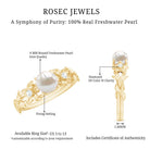 Cultured 2 Carat White Pearl Flower Engagement Ring with Diamonds AAA - Rosec Jewels