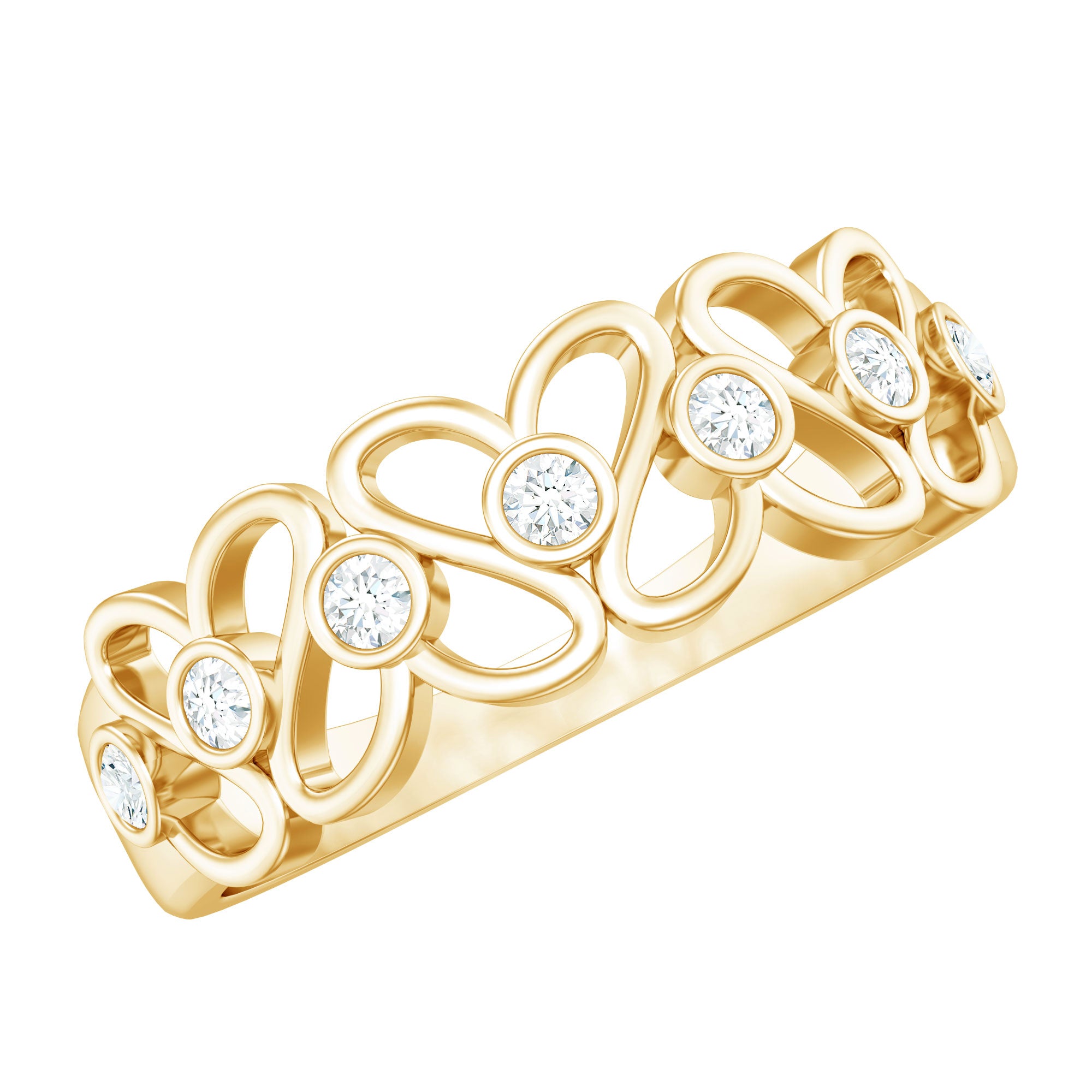 Contemporary Diamond Half Eternity Band Ring for Women Natural - ( HI-SI ) - Rosec Jewels