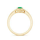 Natural 5X7mm Oval Emerald Engagement Ring with Diamond AAA - Rosec Jewels