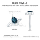 Genuine London Blue Topaz Diamond Engagement Ring in Bezel Setting AAA - Rosec Jewels