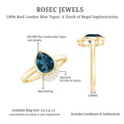 Genuine London Blue Topaz Diamond Engagement Ring in Bezel Setting AAA - Rosec Jewels