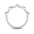 Rosec Jewels-Real Bezel Set Blue Sapphire Half Eternity Ring for Women
