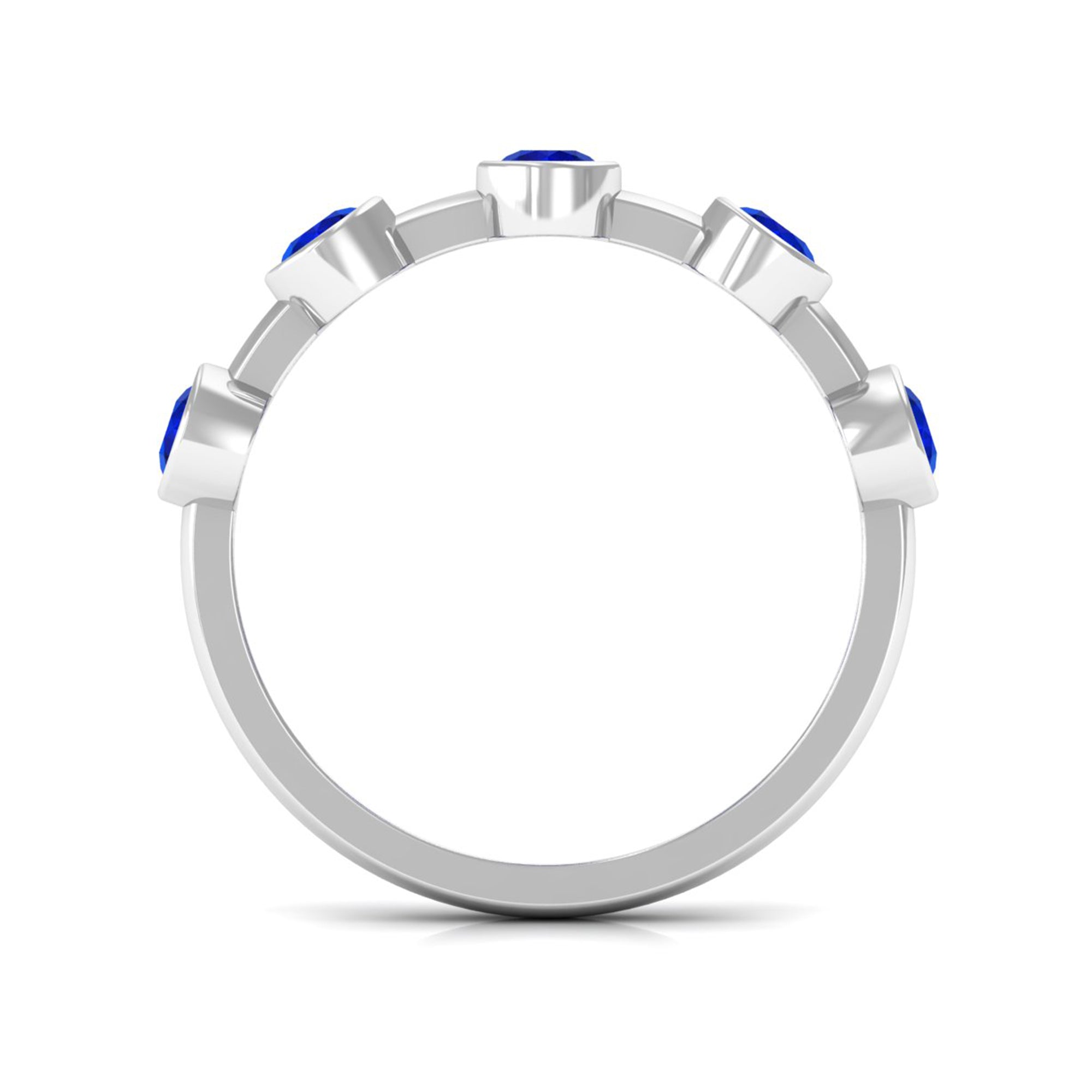 Rosec Jewels-Real Bezel Set Blue Sapphire Half Eternity Ring for Women