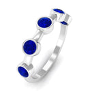Rosec Jewels-Real Bezel Set Blue Sapphire Half Eternity Ring for Women