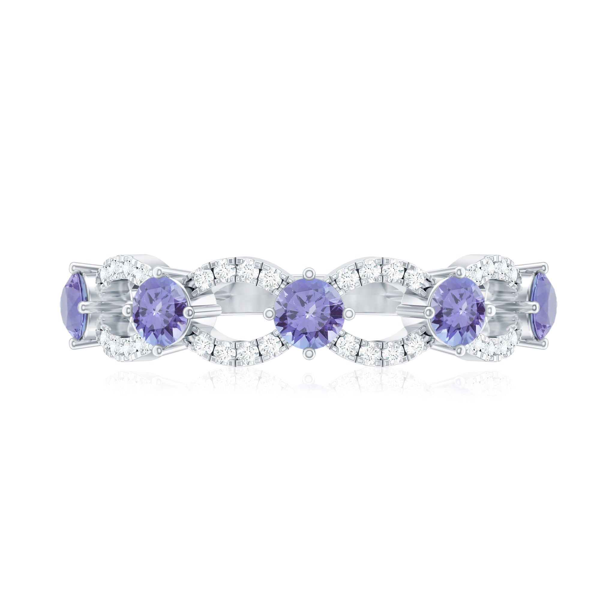 Rosec Jewels-Real Tanzanite Diamond Half Eternity Ring for Women
