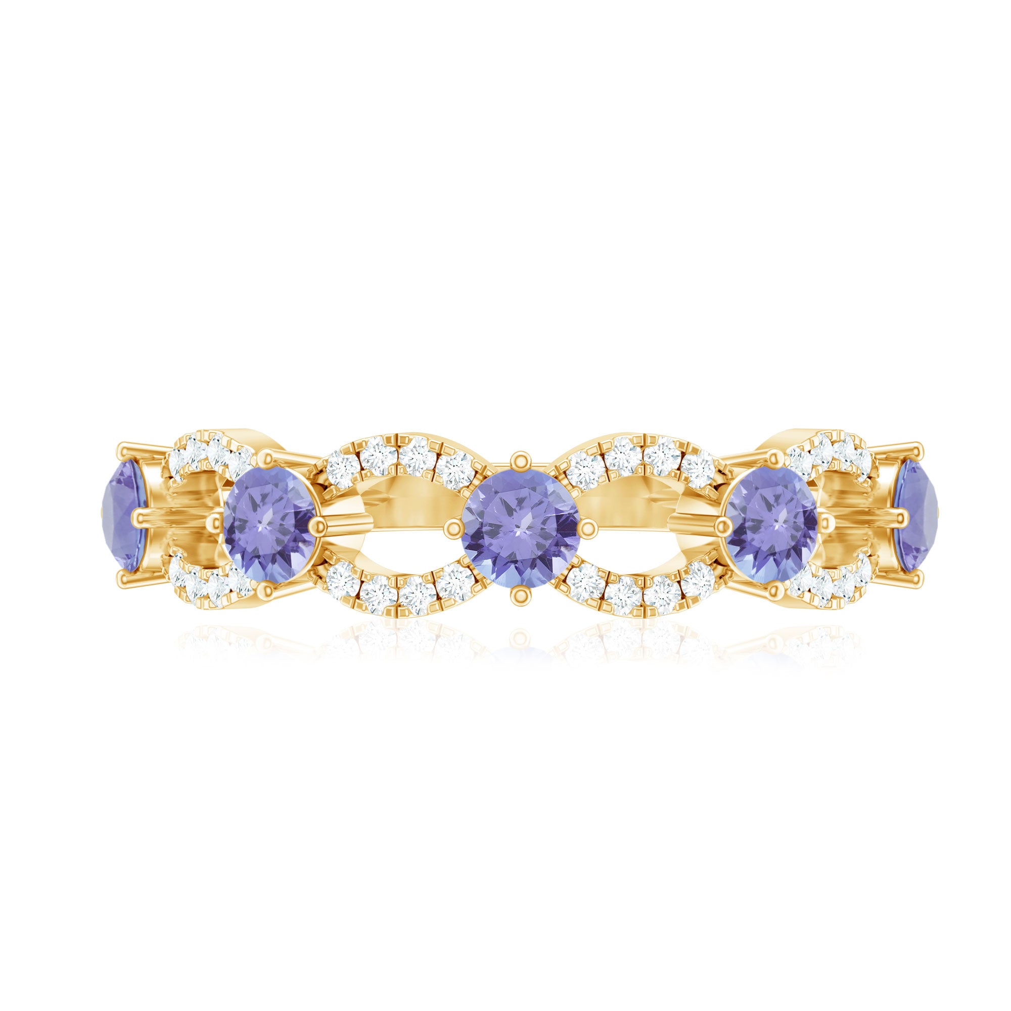 Rosec Jewels-Real Tanzanite Diamond Half Eternity Ring for Women