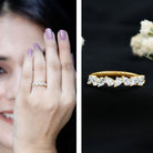 Natural Pear Shape Diamond Half Eternity Ring for Women Natural - ( HI-SI ) - Rosec Jewels