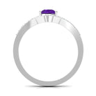 Designer 1 Carat Pear Shape Amethyst Chevron Engagement Ring with Diamond AAA - Rosec Jewels