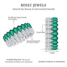 Pear Shape Lab Grown Emerald and Diamond Statement Wedding Band AAAA - Rosec Jewels