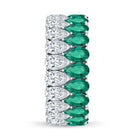Pear Shape Lab Grown Emerald and Diamond Statement Wedding Band AAAA - Rosec Jewels
