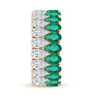 Pear Shape Lab Grown Emerald and Diamond Statement Wedding Band AAAA - Rosec Jewels