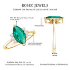 2.5 Carat Lab Grown Emerald and Diamond Marquise Engagement Ring AAAA - Rosec Jewels