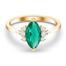 2.5 Carat Lab Grown Emerald and Diamond Marquise Engagement Ring AAAA - Rosec Jewels